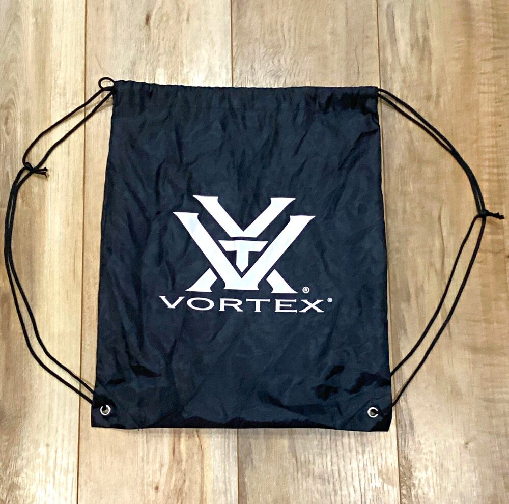 Vortex Black Drawstring Bag, cinch sack, Logo Accent,hunting
